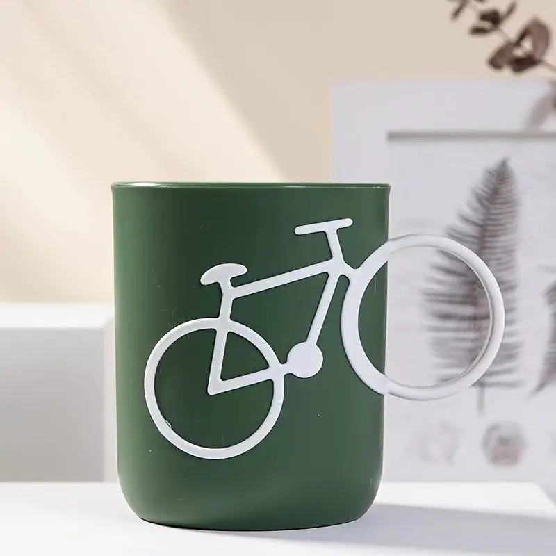 Creative Mouthwash Cup Couple Bike Handle Brushing Cup, Wash Cup, Plastic Gargle Cup, Bathroom Tumbler, Bathroom Accessories