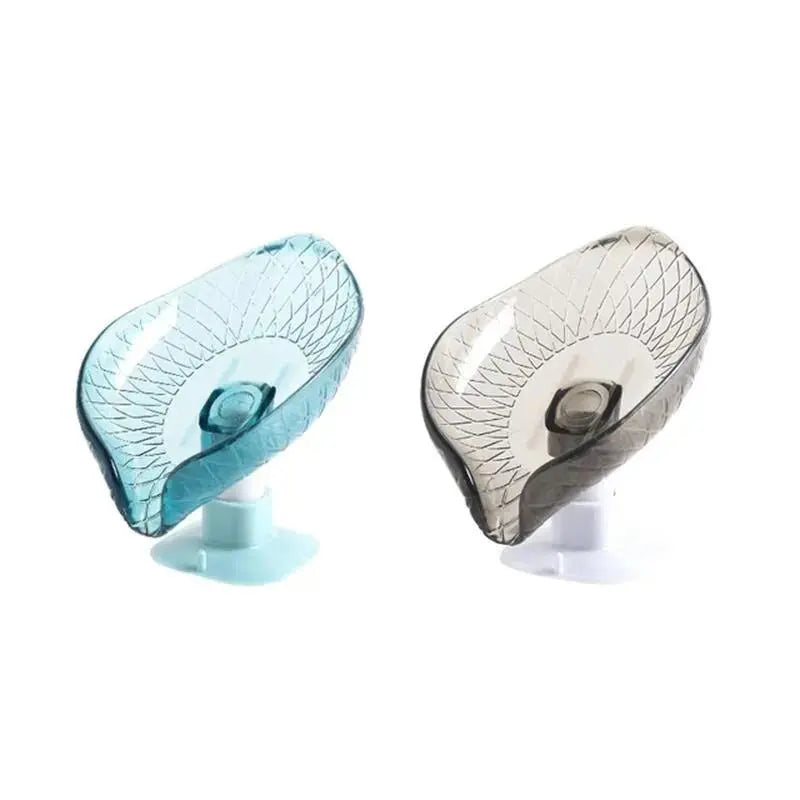 New Style 2PCS Punch-Free Suction Cup Soap Dish with Drain Rack - Italian Tencel Chiffon Denim Bathroom Storage Organizer Fashion Accessory Set