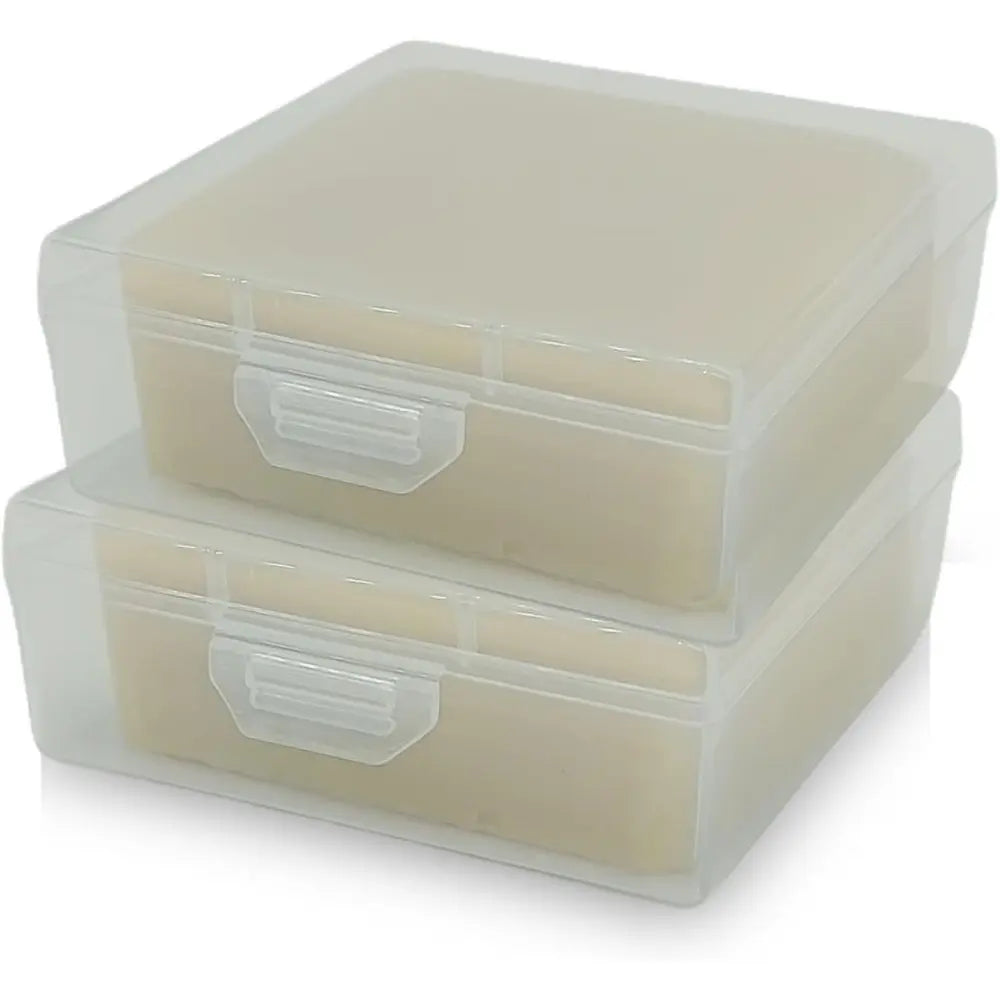 Sohochic Bathroom Soap Dishes (2-Pack, 3 x 3 x 1 in) - Translucent Plastic Square See-Through Compact Box with Lids, Portable Bar Soap Holders for Shower, Travel, Camping