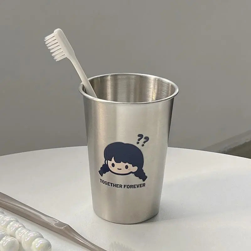 Thick Stainless Steel Bathroom Tumbler, Anti-Drop Bathroom Hardware - Toothbrush Holder & Mouthwash Cup
