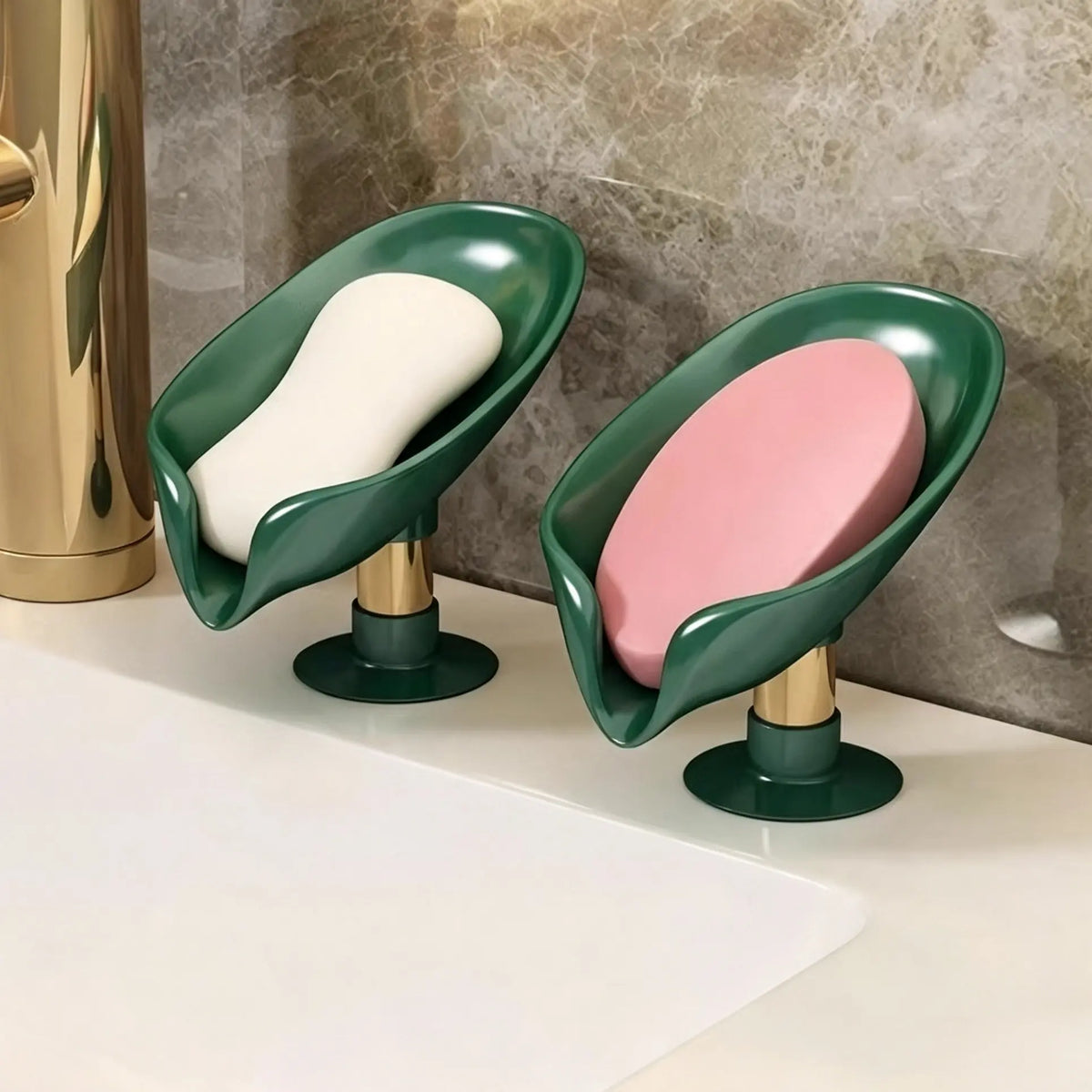 Premium Light Luxury ABS Round Soap Dish - No-Drill Wall-Mounted/Table-Mount Suction Cup Holder, Without Lid, Water-Draining Box, Easy-to-Install & Remove Bathroom Storage Organizer for Shampoo/Conditioner