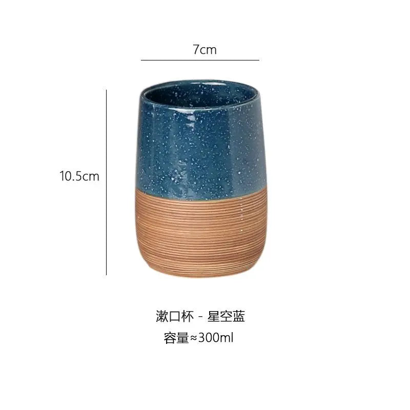 European Retro Ceramic Tumbler, Couple-Friendly Toothbrush & Mouthwash Cup, High-End Creative Home Bathroom Accessory
