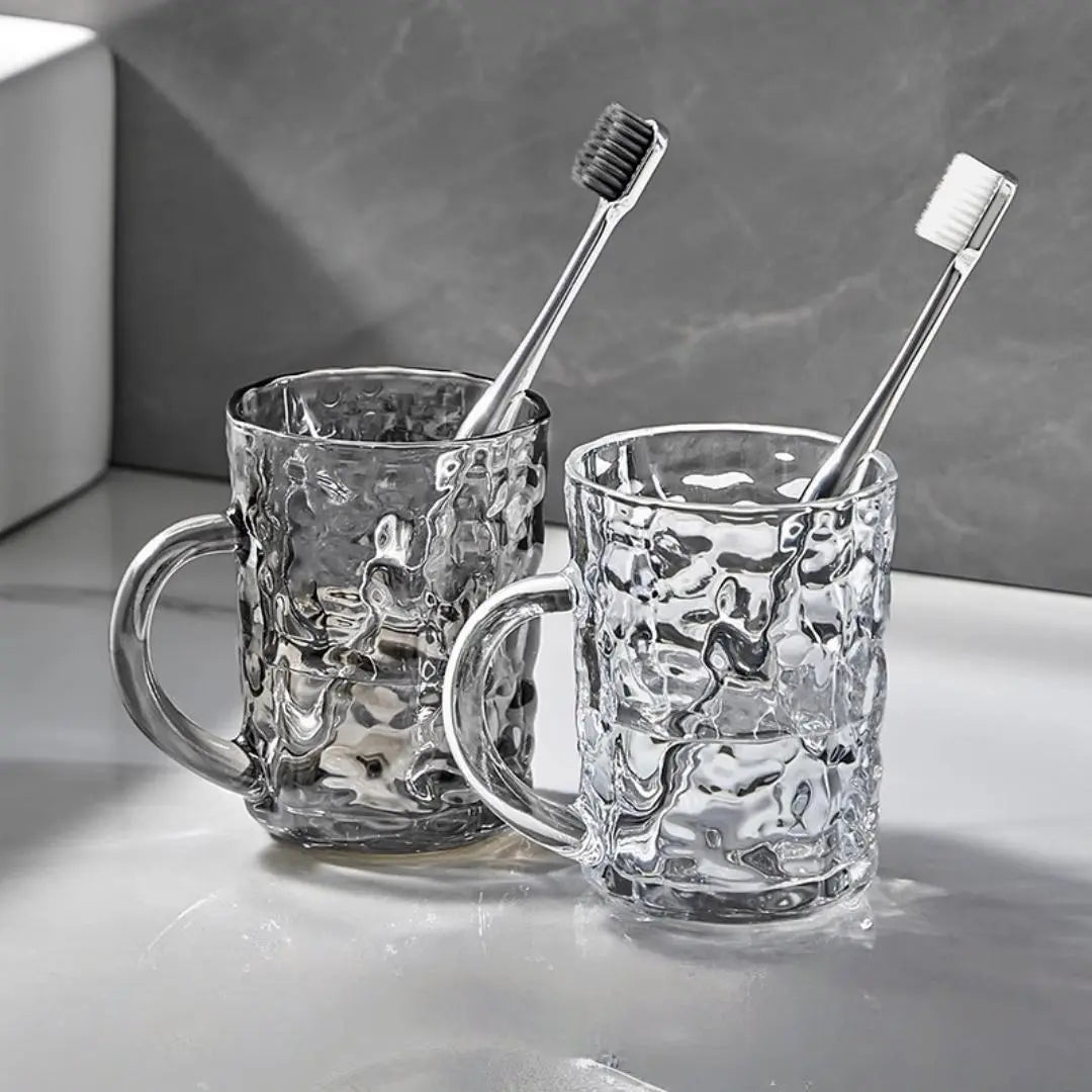 350ML Glass Bathroom Tumbler Couple Sets, Nordic-Style Mugs for Toothbrush, Mouthwash & Wash Brush, Travel-Friendly Bathroom Accessories