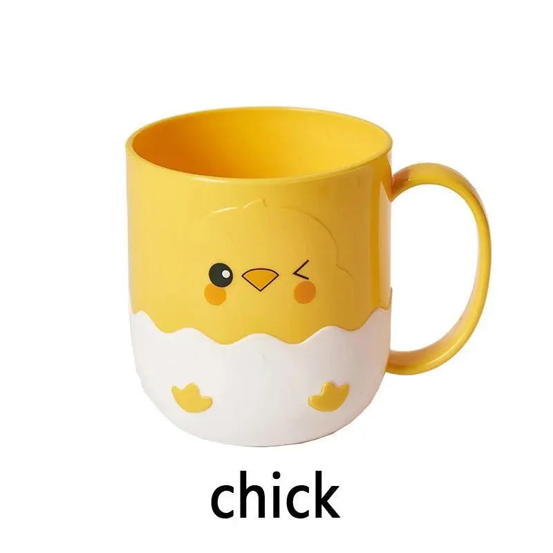 1PC PP Plastic Environmental Safe Bathroom Tumbler - 501-600ml Circular Cartoon Cute Little Yellow Duck & Chicken Design, Light Luxury Mouthwash Holder & Toothbrush Cup for Couples' Home Use
