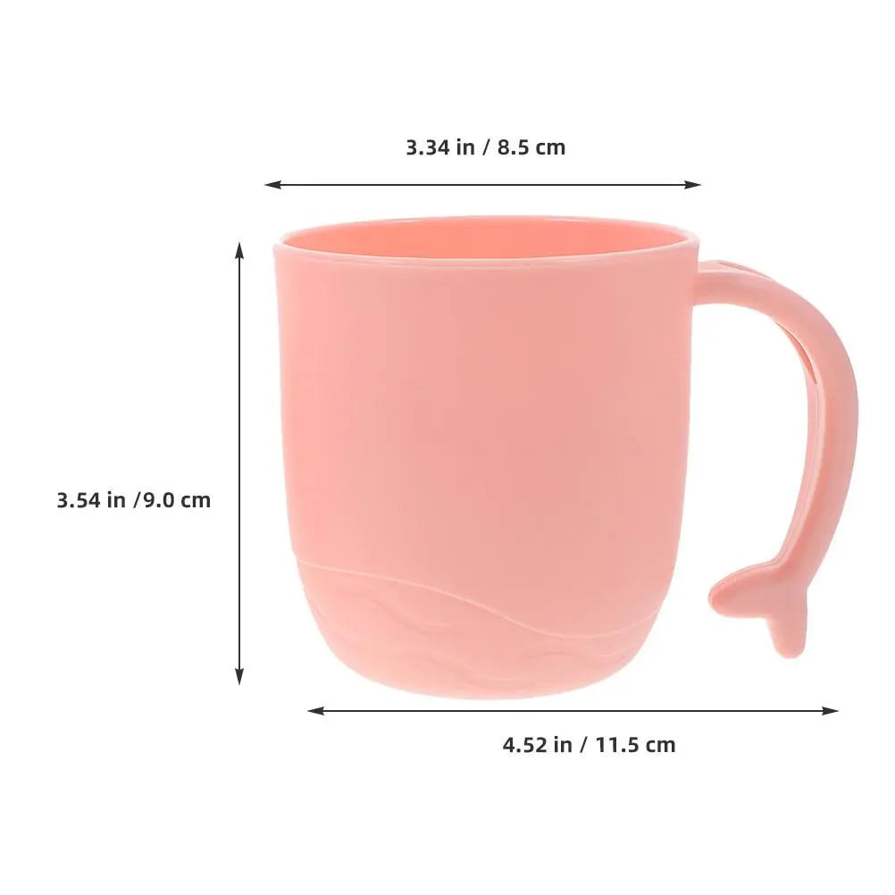 3Pcs Mouthwash Cups Plastic Toothbrush Cups Cartoon Dolphin Tail Handle Bathroom Tumbler Tooth Rinsing Cup Travel Brush Holder