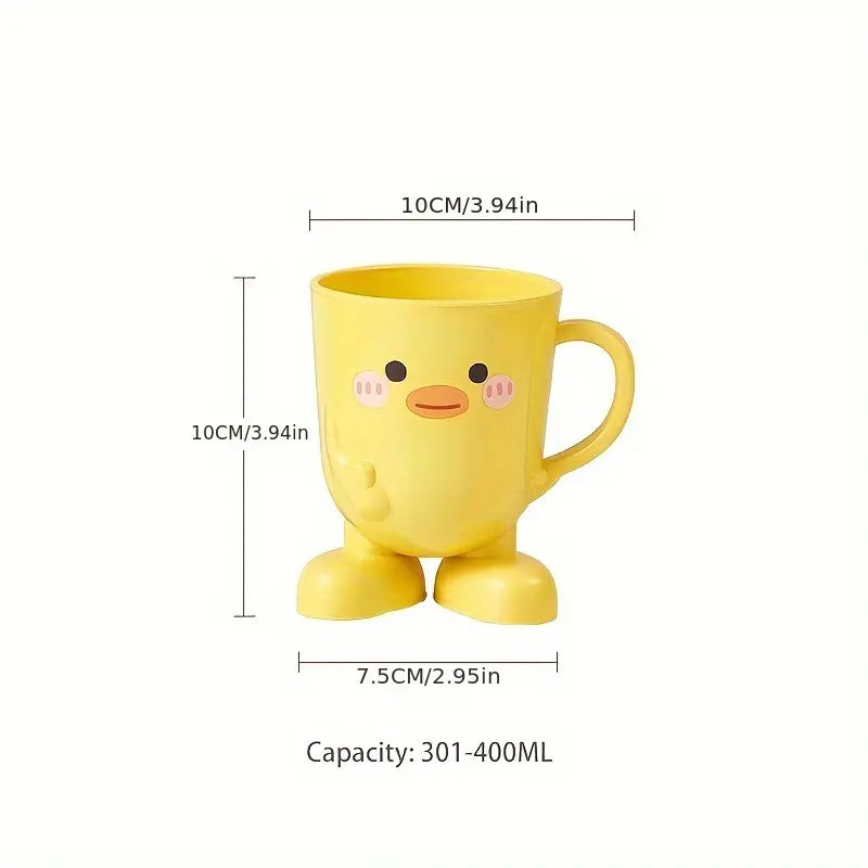 Cartoon Bathroom Tumbler - Cute Face, Playful Look, Durable Plastic, Freestanding, Everyday Use for Bathroom Organization