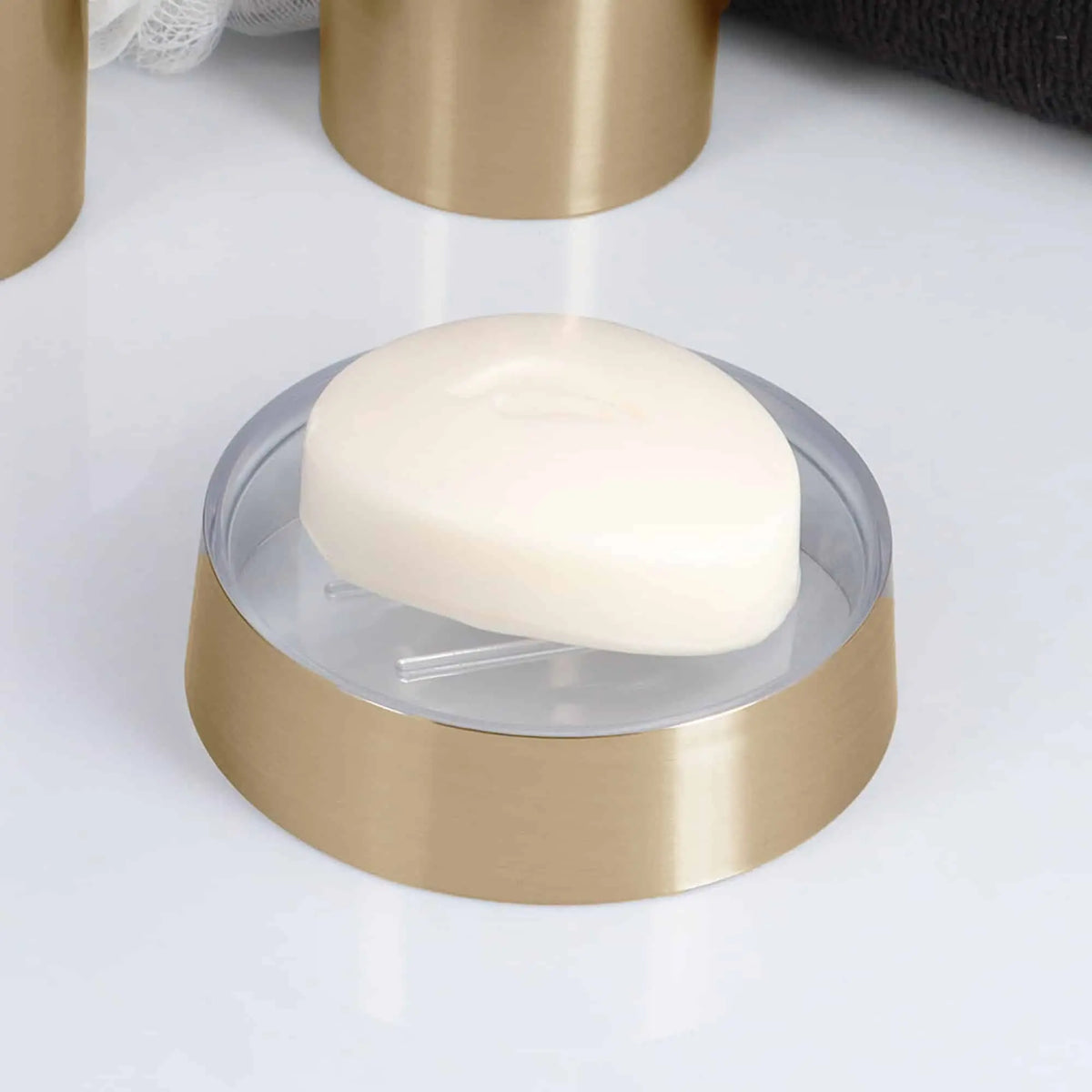 Evideco French Home Goods Brushed Gold or Silver Soap Dish Cup Dispenser Tray Durable Bath Accessory for Kitchen & Bathroom Decoration