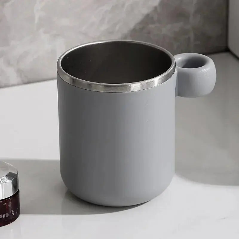 JUSTINLAU Mouthwash Cup Tumbler - Couple Toothbrush Cups for Bathroom, 304 Stainless Steel Liner with PP Body, Simple Kids & Adult Rinse Cup, Space-Saving Home Accessory, Grey or White