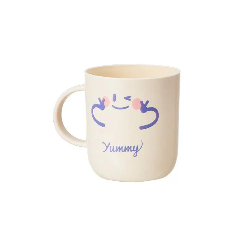 Smiling Face Cartoon Plastic Bathroom Tumbler - Thick PP Single Cup, 8.7×9.3×11cm Small Size, Lightweight Portable Toothbrush Cup with Playful Look for Adult Dental Care Oral Hygiene Organizer
