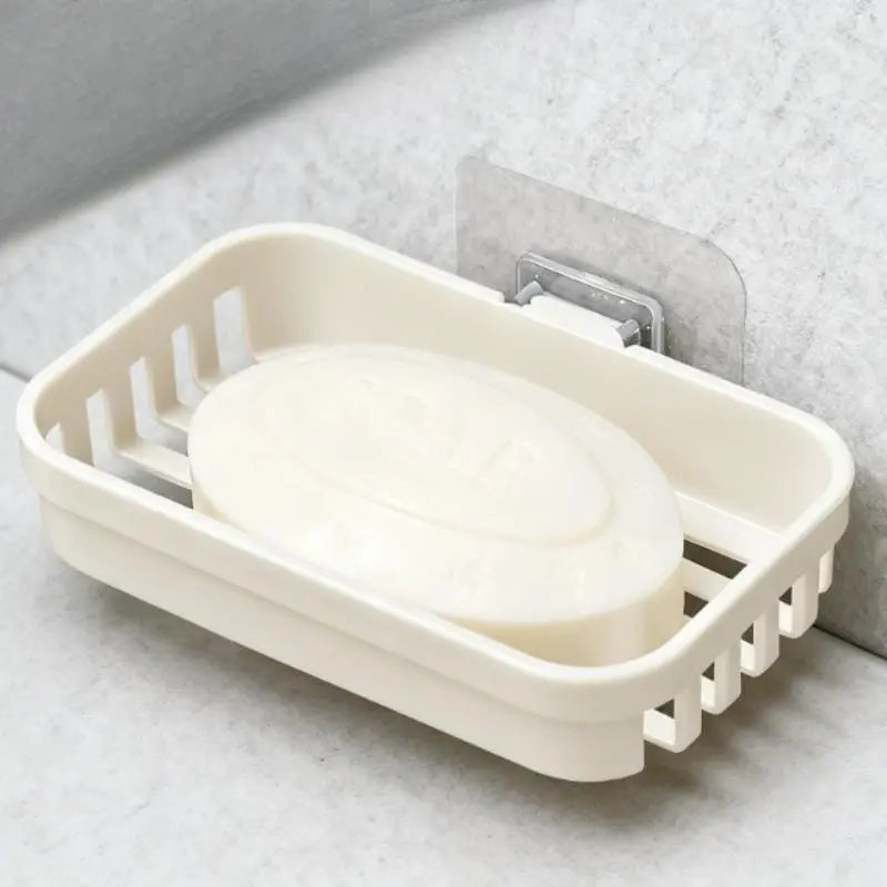 Punch-Free Soap Box Wall Mounted Single Double Layer Suction Cup Wall Hanging Soap Rack Soap Dish Holder Soap Tray Bathroom Rack Kitchen Storage Box Bathroom Accessory
