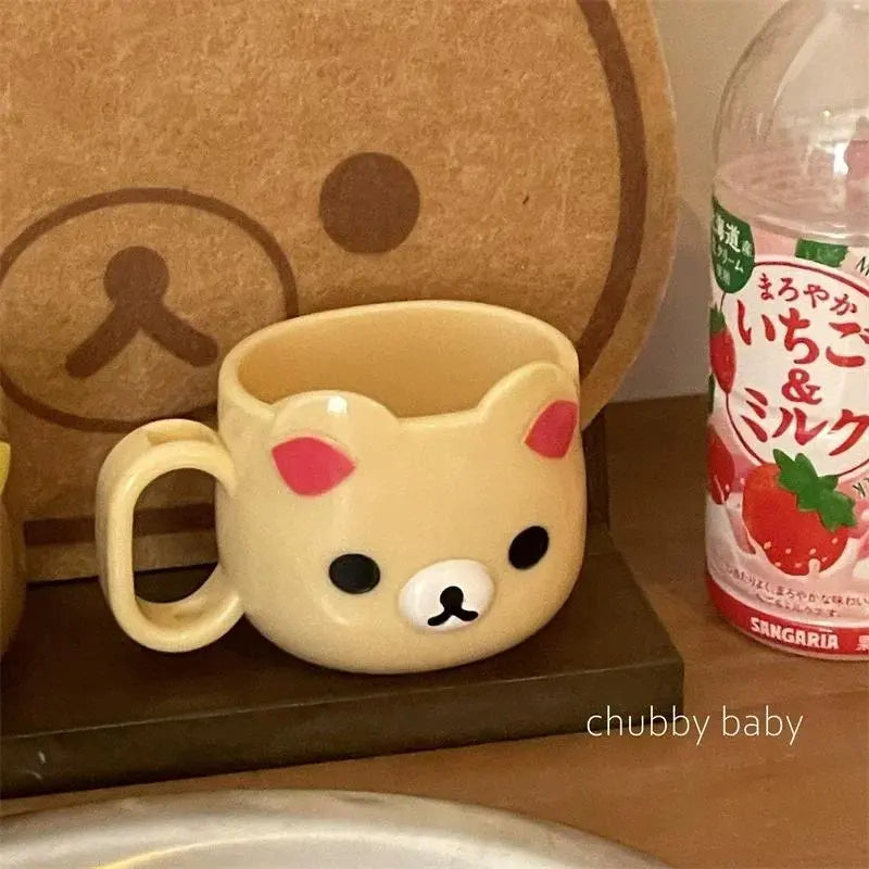 Chubbybaby Rilakkuma Cartoon Tumbler - Hangable 7x8cm Child's Plastic Water Cup, Cute Bear Bathroom Toothbrush Mouthwash Accessory