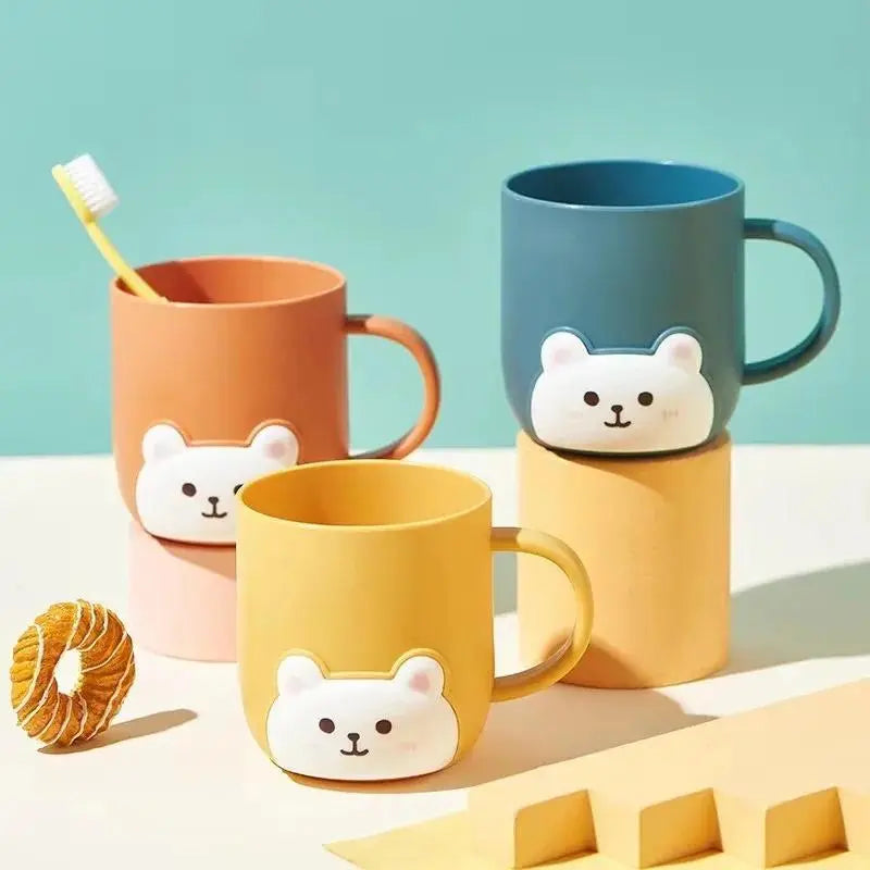 Bathroom Toothbrush Cup Children Bear Student Dormitory Cute Cartoon Gargle Plastic Kids Products Household Merchandises
