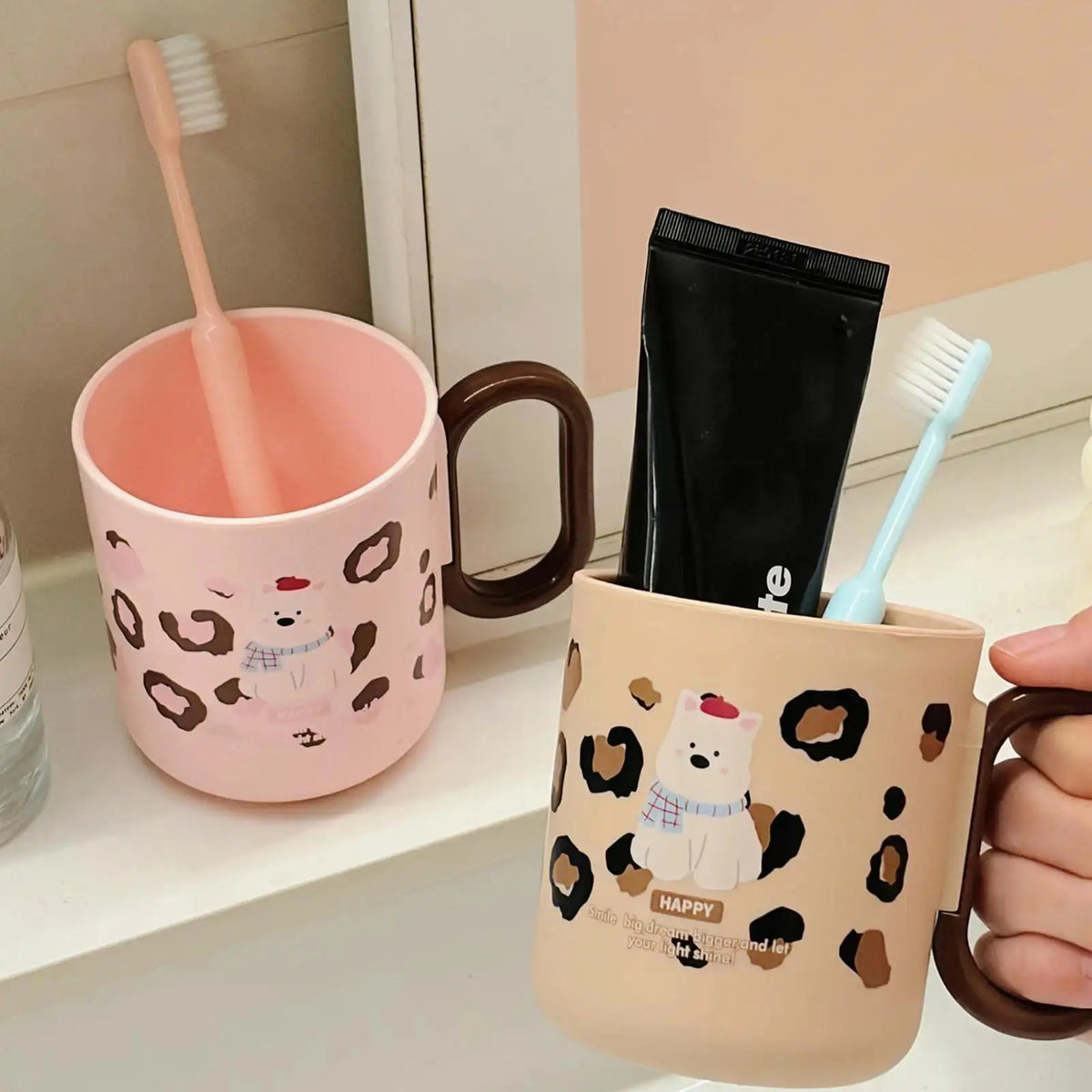 ABS Plastic Bathroom Tumbler Organiser - Compact Single-Unit Adult & Youth Vanity Storage Cup, Anti-Slip Grip, Deep Capacity, Reusable for Sink Counter & Travel