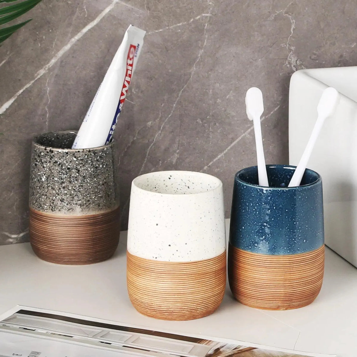 European Retro Ceramic Tumbler, Couple-Friendly Toothbrush & Mouthwash Cup, High-End Creative Home Bathroom Accessory
