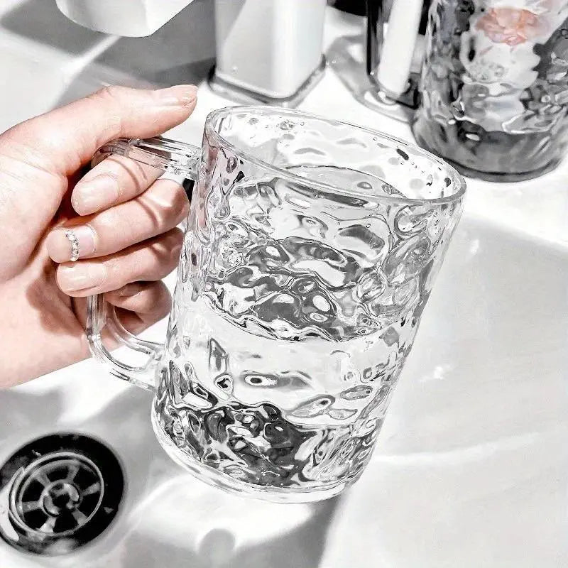1PC Light Luxury Transparent Glacier Pattern Bathroom Tumbler - Single Cup with Lid, Toothbrush Holder & Brush Cup for Couples, Home Bathroom Supplies Set