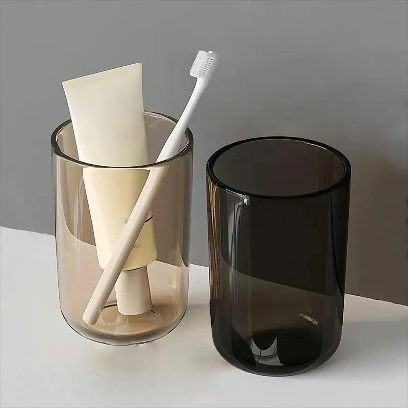 Couple Solid-Color Transparent Large-Capacity Nordic-Style 1-Piece Plastic Bathroom Tumbler, Home & Bathroom Supplies for Toothbrush & Mouthwash Use, One Piece
