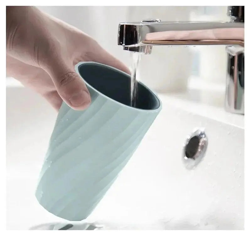 Ceramic Double-Layer Grip Bathroom Tumbler - Minimalist Industrial Couple Edition, Good Quality Durable Home Bathroom Accessory
