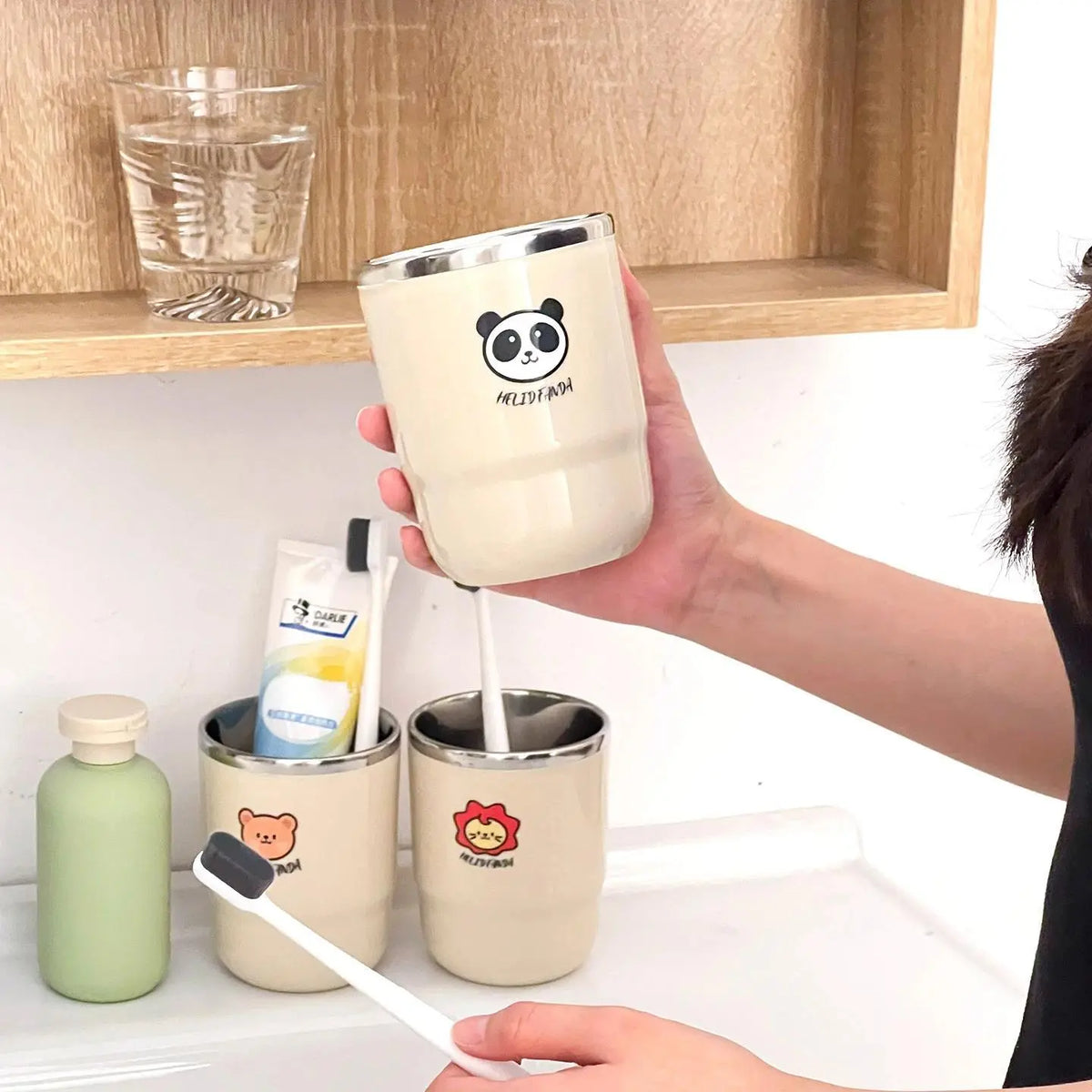 304 Stainless Steel Bathroom Tumbler - Lightweight, Portable, Reusable Cup for Commute Travel, Toothpaste & Toothbrush Storage, Mouthwash Use