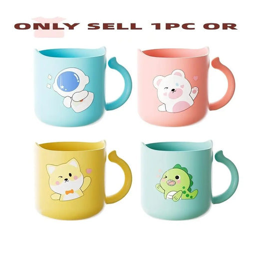 Cute Children's Cup, Cartoon with Handle, Toothbrush Cup, Milk Cup, Colorful Toddler Cup, Gifts, Home Goods