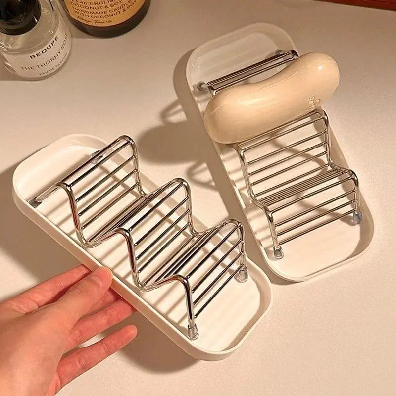Stainless Steel Bathroom Storage Rack - Multifunctional Drainage Tray with Draining Box, Soap Dishes Set, Pallet Not Included