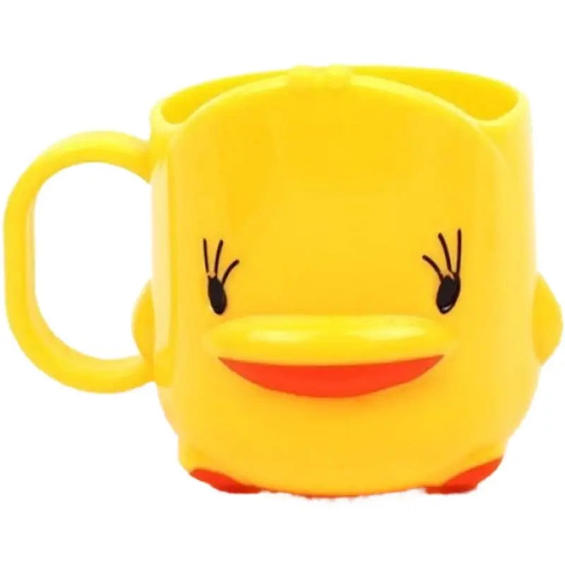 Cute Yellow Duck  Toothbrush Cup, BPA-Free Plastic Mouthwash Mug, Cartoon Duck Water Cup with Handle, Bathroom Accessory