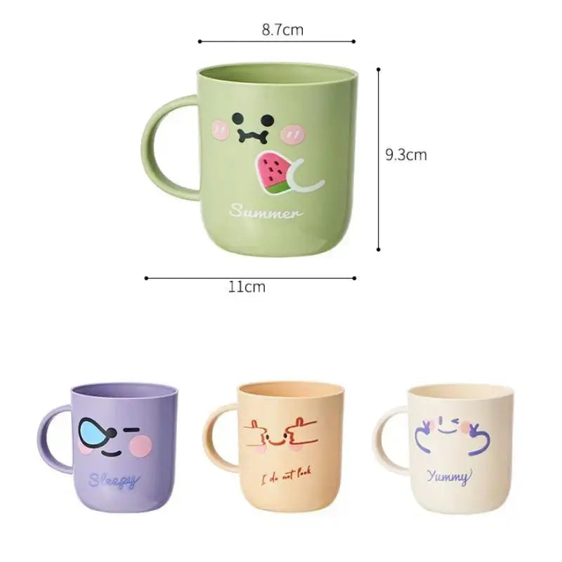 Smiling Face Cartoon Plastic Bathroom Tumbler - Thick PP Single Cup, 8.7×9.3×11cm Small Size, Lightweight Portable Toothbrush Cup with Playful Look for Adult Dental Care Oral Hygiene Organizer