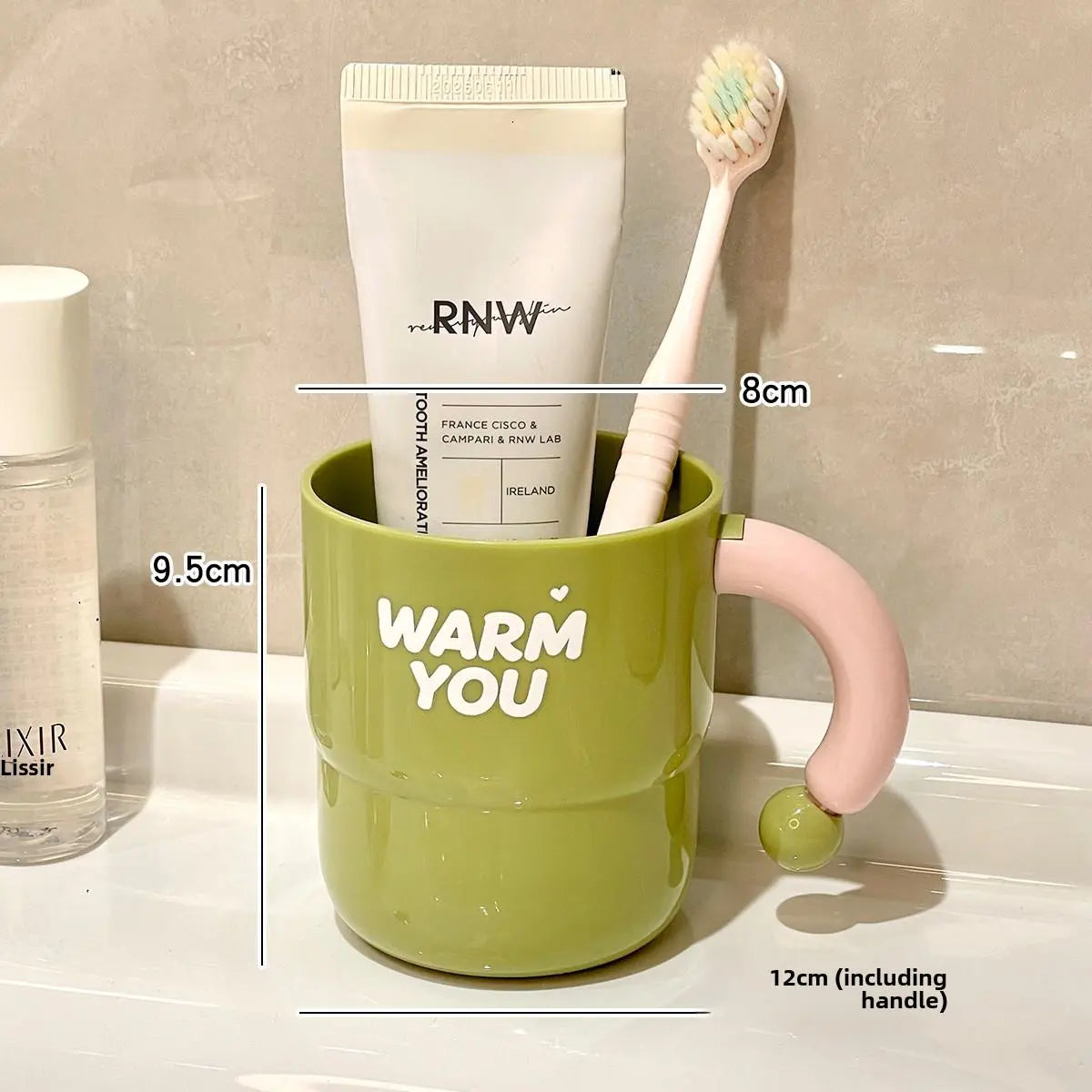Anti-Mold Toothbrush Cup Creative Bathroom Accessories for Couples Children Students Plastic Printed Cartoon Style 400ml Capa...
