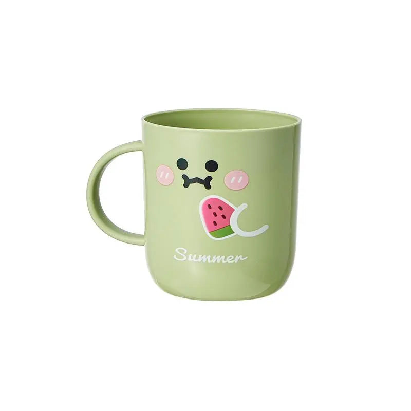 Kids' Plastic Bathroom Tumbler - Thickened PP, Lightweight, Durable, Cartoon Playful Face, Cheerful Look, 8.7×9.3×11cm Child-Sized Toothbrush Organizer, Portable Dorm Use Accessory