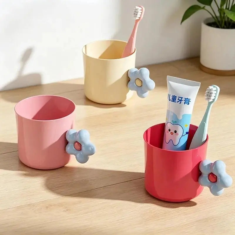 Floral ABS Plastic Mouthwash Cup - Portable, Lightweight Bathroom Gadget for Students, PE Bag Pack Compatible (144 pcs/carton)