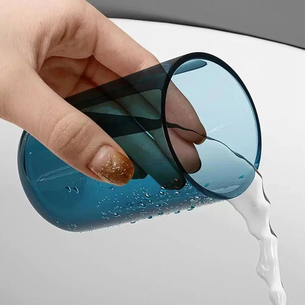New Transparent Plastic Tumbler, Large-Capacity Thick Solid-Color Mouthwash & Toothbrush Cup for Household Bathroom Use
