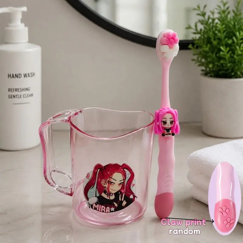 Cute Cartoon Character Toothbrush Cup Set, Acrylic Bathroom Water Cup, Soft Bristle Toothbrush, Fun Gift for Birthday, Tumbler, Home Goods