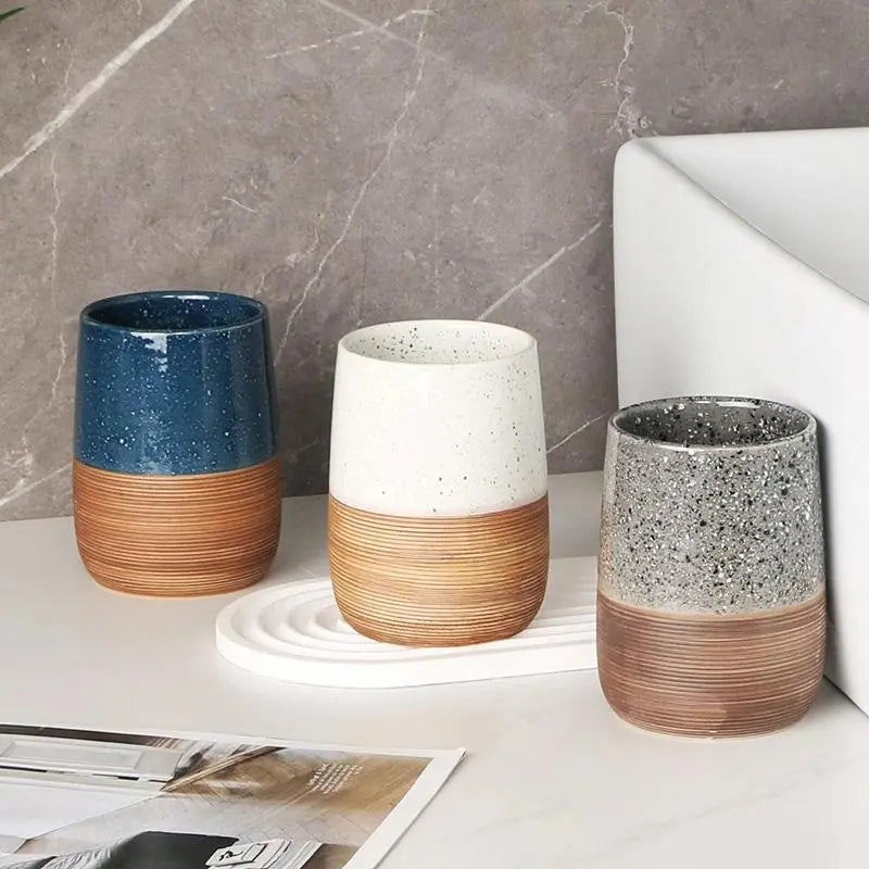 European Retro Ceramic Tumbler, Couple-Friendly Toothbrush & Mouthwash Cup, High-End Creative Home Bathroom Accessory