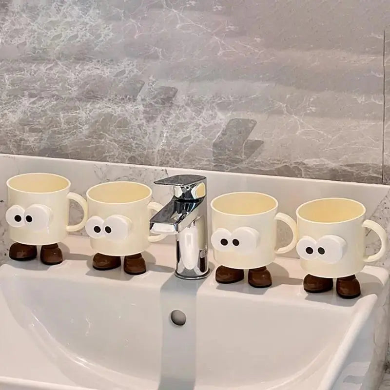 Cartoon Big Eyes Expression Mouthwash Cup Creative Adults Children Brushing Cup Plastic Cup Toothbrush Cup Bathroom Accessories