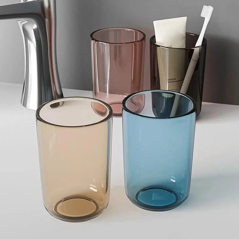 Couple Solid-Color Transparent Large-Capacity Nordic-Style 1-Piece Plastic Bathroom Tumbler, Home & Bathroom Supplies for Toothbrush & Mouthwash Use, One Piece