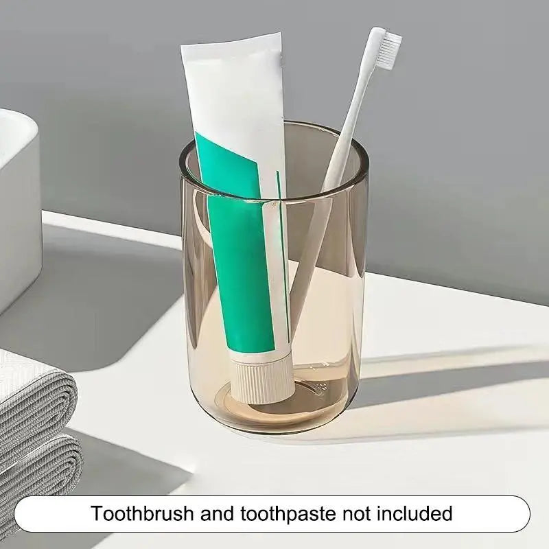 Couple Solid-Color Transparent Large-Capacity Nordic-Style 1-Piece Plastic Bathroom Tumbler, Home & Bathroom Supplies for Toothbrush & Mouthwash Use, One Piece