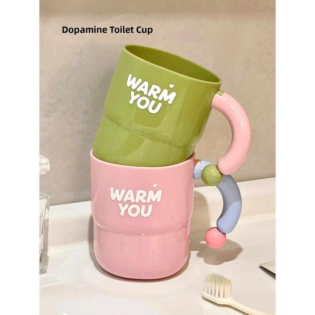 Anti-Mold Toothbrush Cup Creative Bathroom Accessories for Couples Children Students Plastic Printed Cartoon Style 400ml Capa...