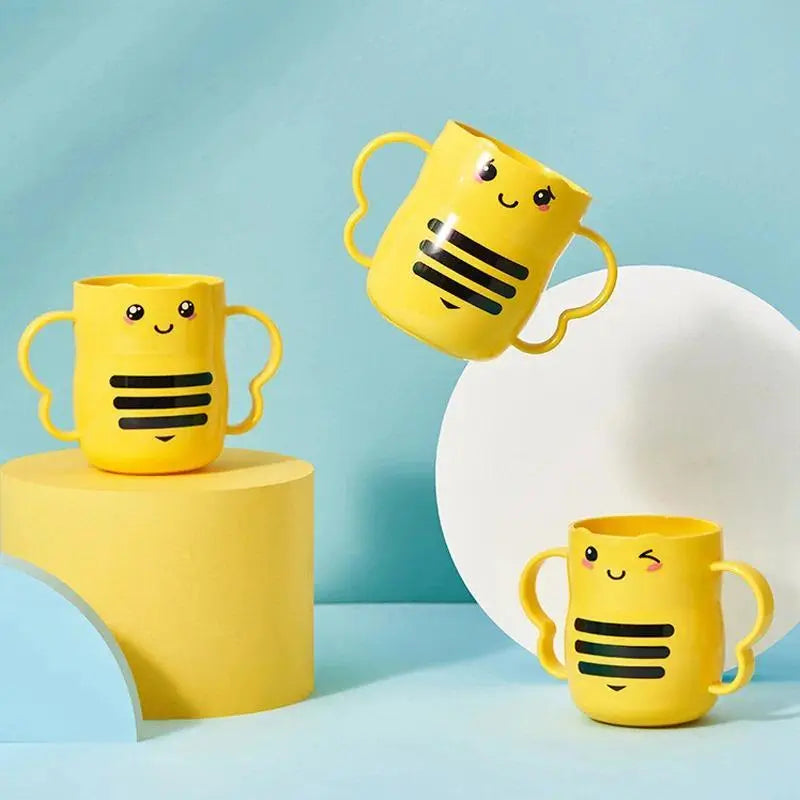 Children's Cartoon Cute Little Bee PP Plastic Tumbler - 301-400ml Thickened Drop-Resistant Home Bathroom Mouthwash Cup