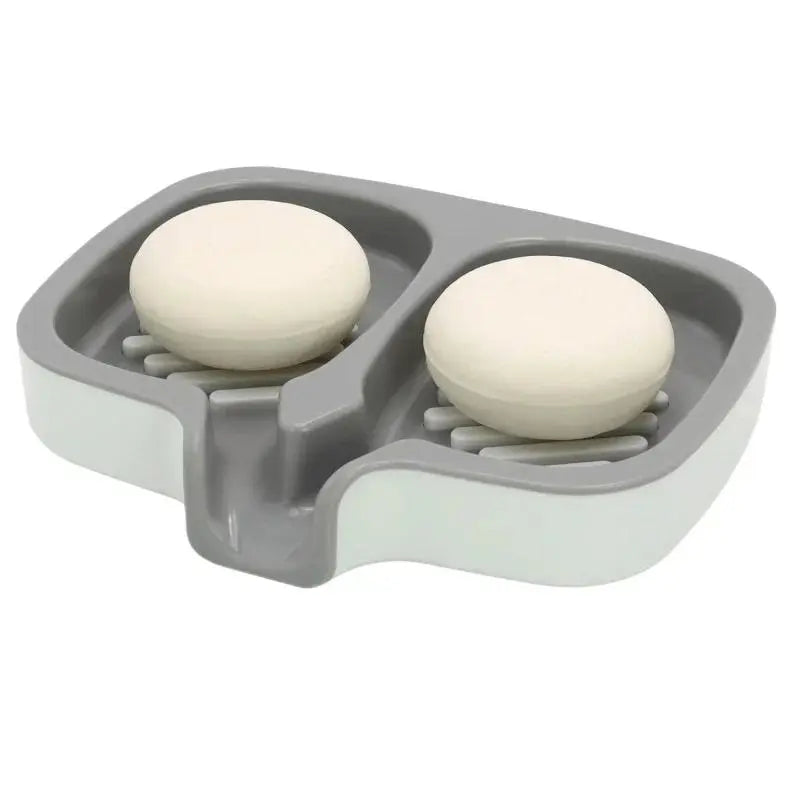 ABS Double Compartment Soap Dish - 2-Layer ABS Plastic Holder with Drain Spout, for Bathroom, Kitchen Shampoo Bar Storage