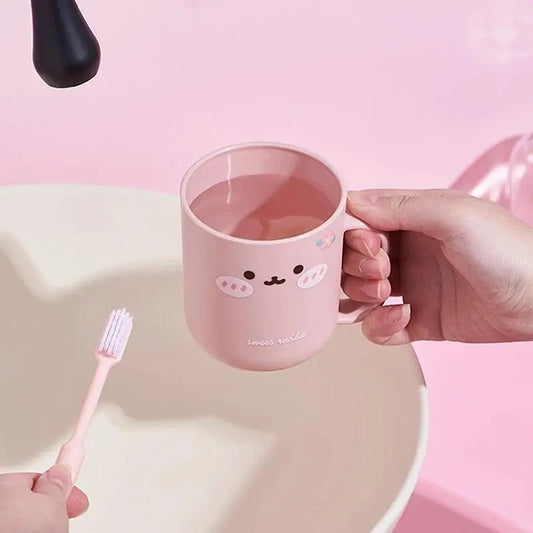 Cartoonish Plastic Bathroom Tumbler - Lightweight, Compact Household Wash Cup, Portable-Type Multi-Use Toothbrush & Toiletries Storage Container for Home & Travel