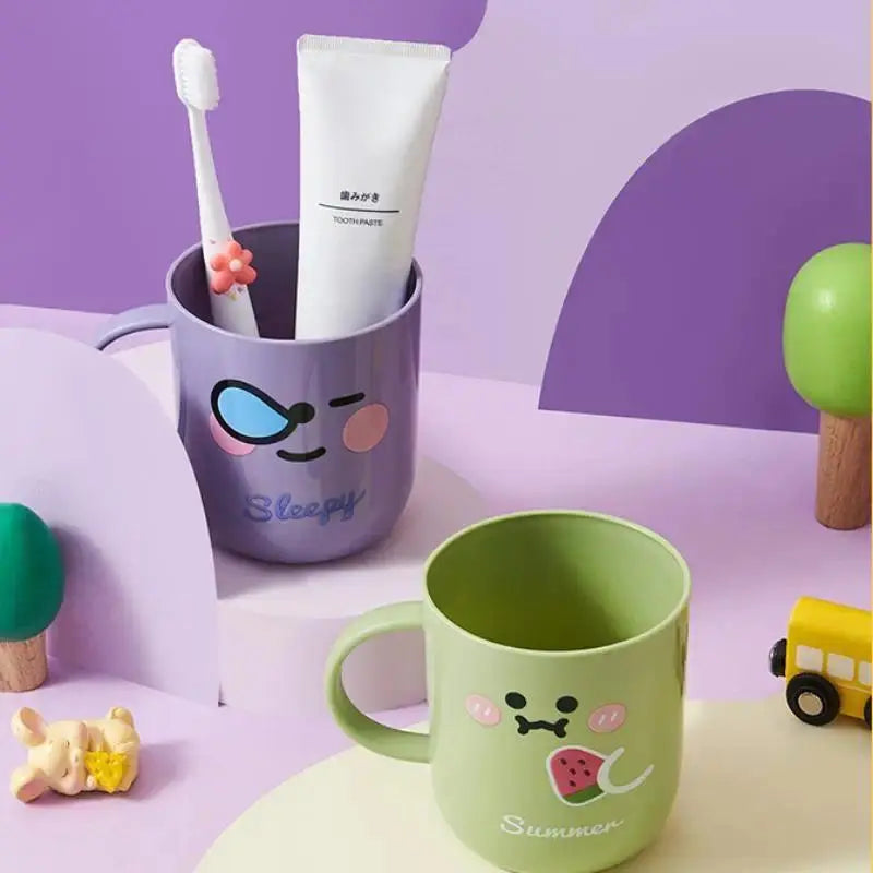 Cute Cartoon Plastic PP Tumbler, Small Size Bathroom Toothbrush Holder & Mouthwash Cup, Household Bathroom Accessories
