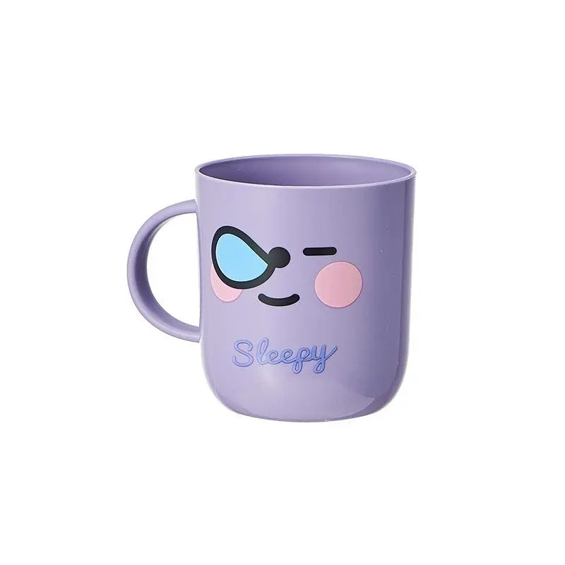 Kids' Plastic Bathroom Tumbler - Thickened PP, Lightweight, Durable, Cartoon Playful Face, Cheerful Look, 8.7×9.3×11cm Child-Sized Toothbrush Organizer, Portable Dorm Use Accessory