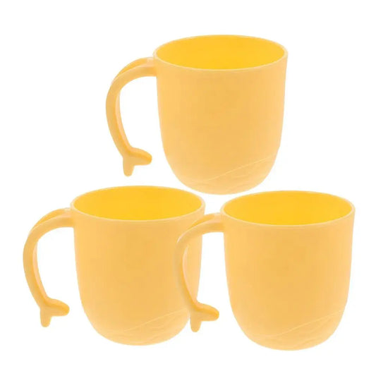 3Pcs Mouthwash Cups Plastic Toothbrush Cups Cartoon Dolphin Tail Handle Bathroom Tumbler Tooth Rinsing Cup Travel Brush Holder