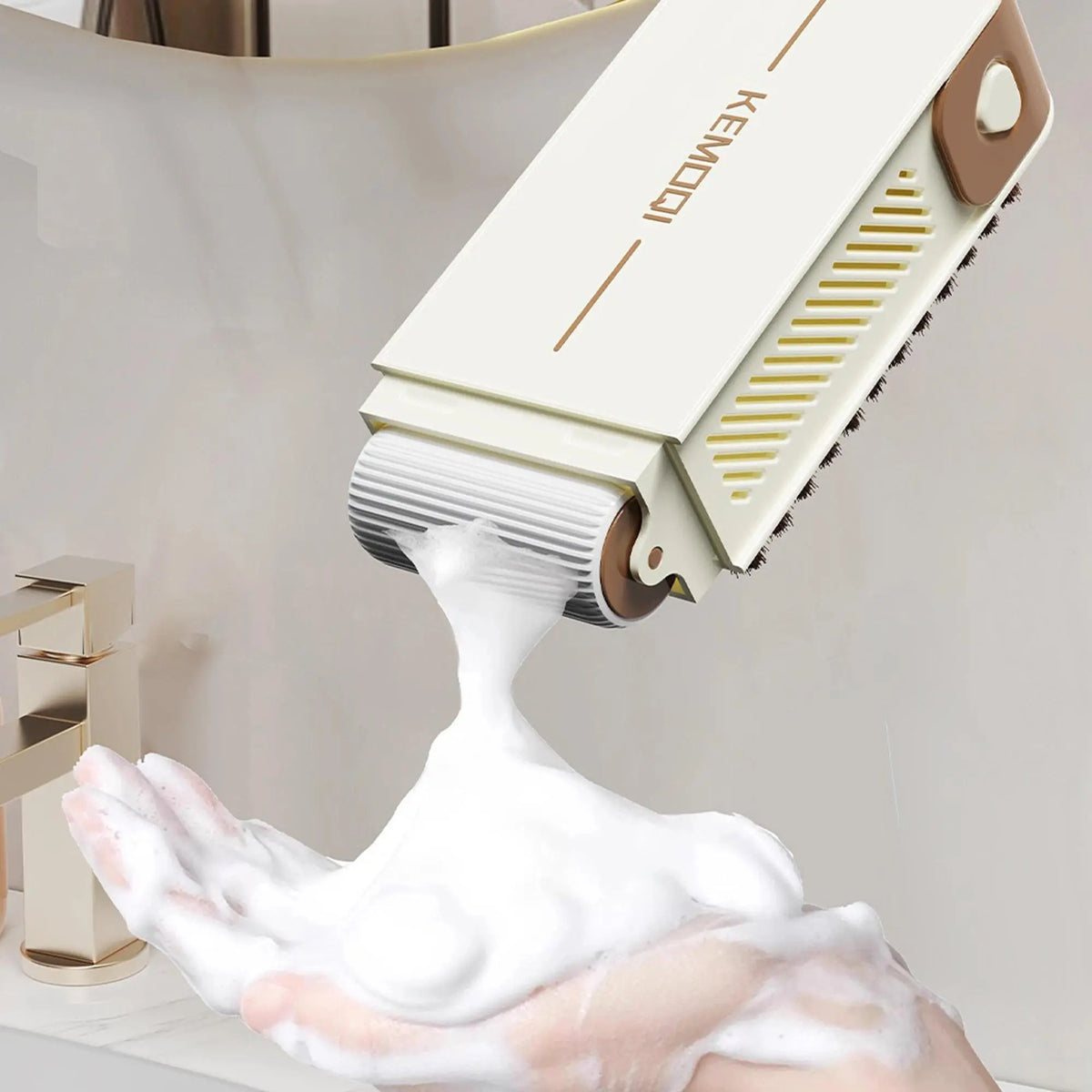 1 Piece Rectangular Plastic Multifunctional Soap Foam Dispenser Soap Dish - High Elastic, Portable, Hands-Free with Brush Roller, Non-Slip Drain Design, Laundry & Household Bathroom Supply Aid, One Piece