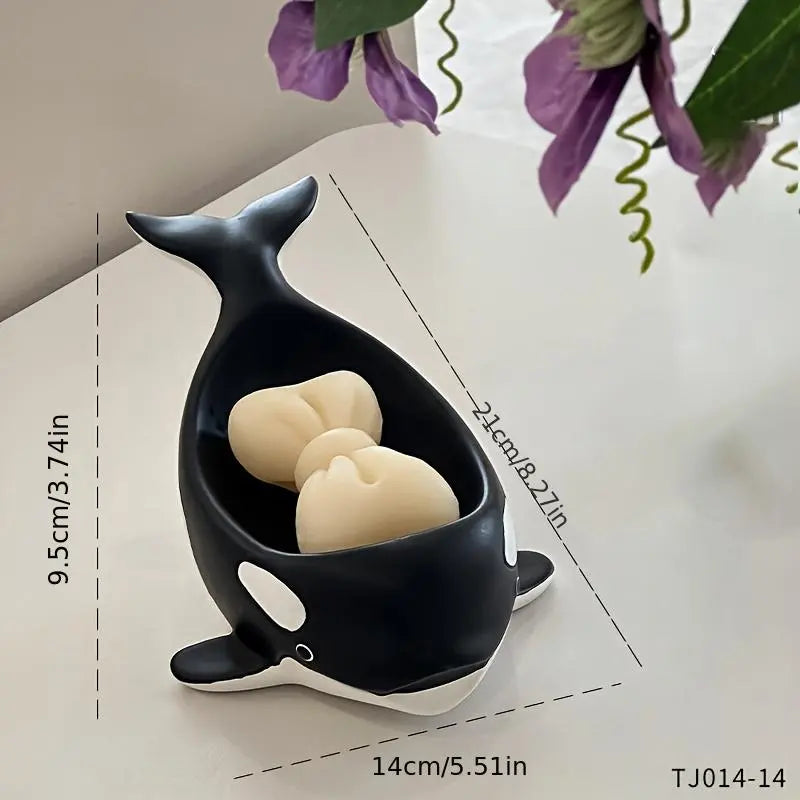 1pc Creative Design Cute Animal Whale Resin Soap Dish, Soap Tray for Home, Bathroom Drain Soap Holder