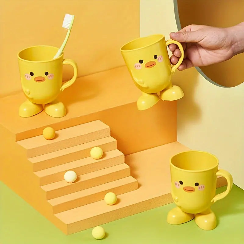 Cartoon Bathroom Tumbler - Cute Face, Playful Look, Durable Plastic, Freestanding, Everyday Use for Bathroom Organization