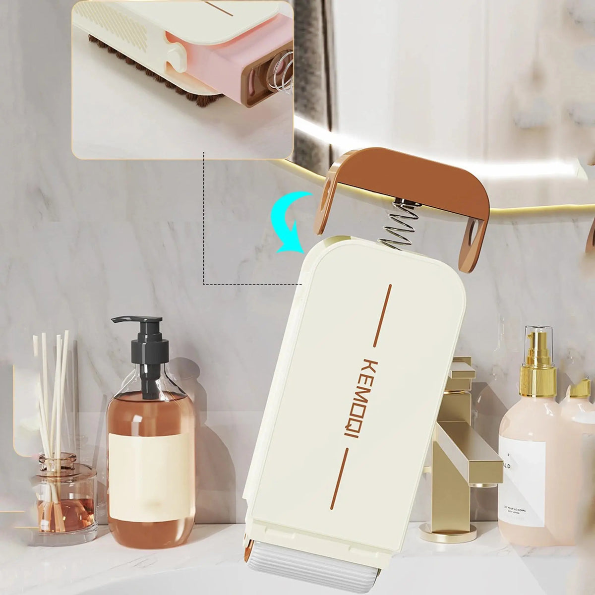 1 Piece Rectangular Plastic Multifunctional Soap Foam Dispenser Soap Dish - High Elastic, Portable, Hands-Free with Brush Roller, Non-Slip Drain Design, Laundry & Household Bathroom Supply Aid, One Piece
