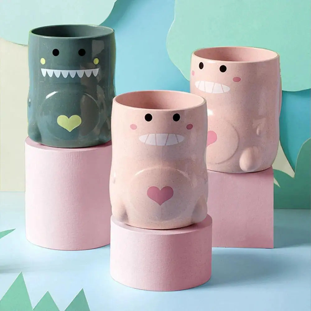 Ceramic Cute Dinosaur Bathroom Tumbler - Creative Children's Bath Supply for Gargling, Brushing Teeth, and Milk Water Drinking