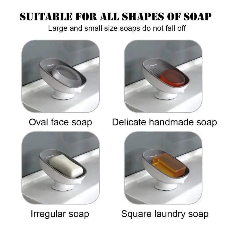 1-Piece Self-Draining Silicone Base Square Soap Dish with Super Suction & Lid - Fast-Draining Soap Holder for Bathroom Sink, Bathroom Accessories, Soap Dish For Bathroom Sink