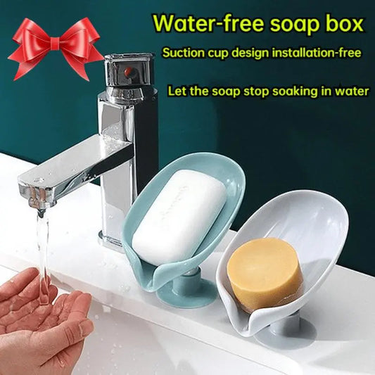 1pc Random Color Leaf-Shaped Soap Dish (Upgraded Version) - Self-Draining, Easy-to-Clean, Moisture-Repellent, Durable Minimalist Soap Holder for Bathroom, Sink Home Storage Accessory