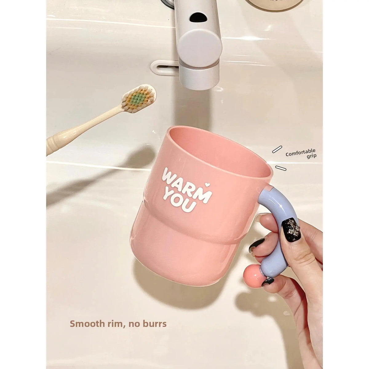 Anti-Mold Toothbrush Cup Creative Bathroom Accessories for Couples Children Students Plastic Printed Cartoon Style 400ml Capa...